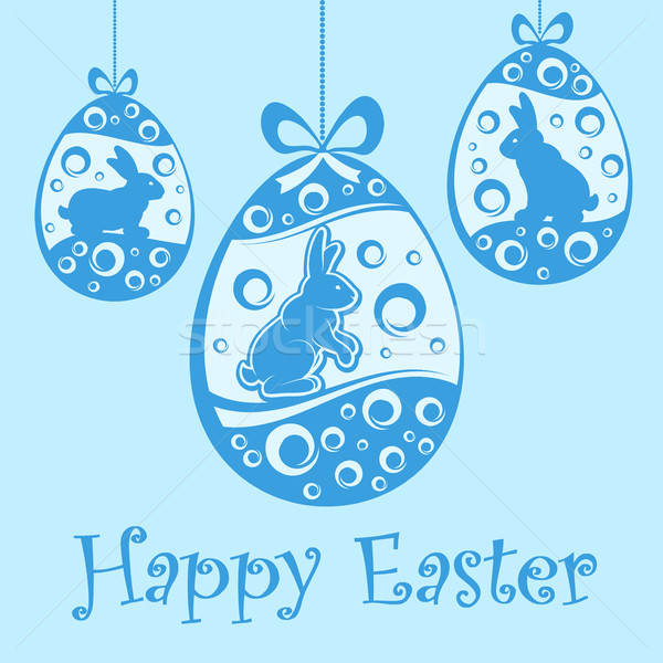 絞首刑 イースターエッグ ウサギ 青 飾り 卵 ストックフォト © creatOR76