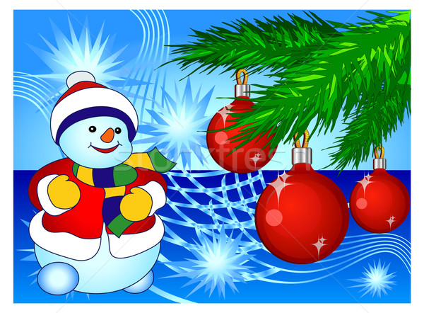 Smiling snowman in blue Stock photo © creatOR76