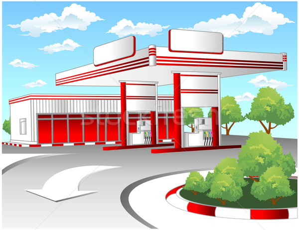 Stock photo: Red refuel station 