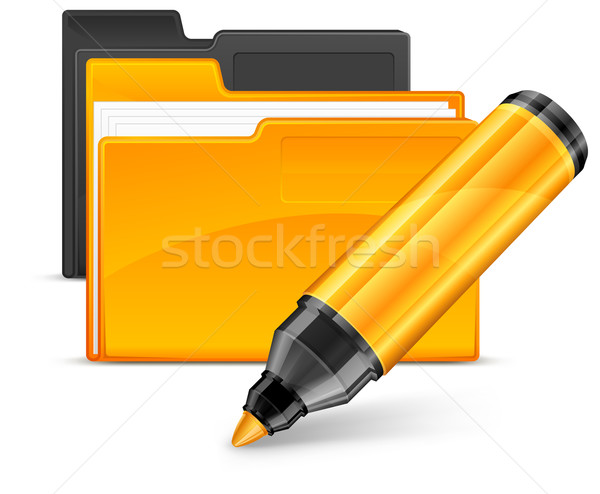Folderze znacznik odizolowany biały papieru pióro Zdjęcia stock © creatOR76