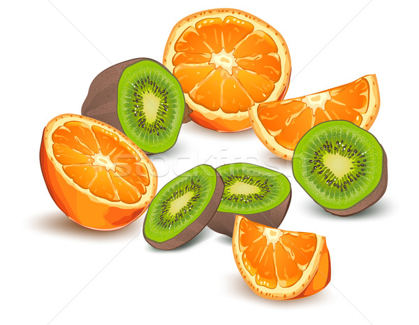 Stock fotó: Narancs · kiwi · egész · fél · fehér · természet