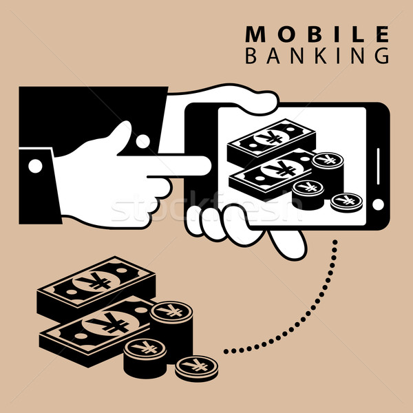 Móvel bancário yen telefone dispositivo numerário Foto stock © creatOR76