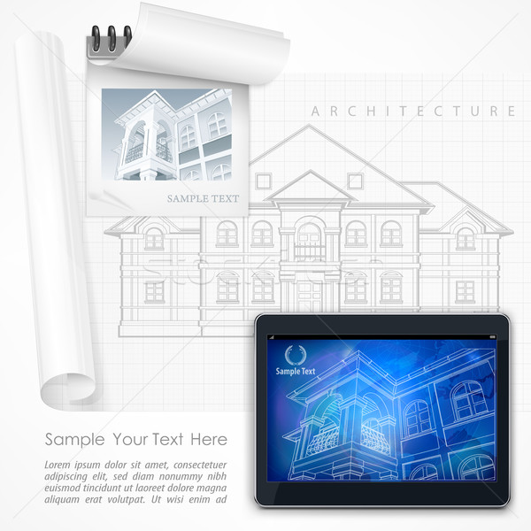 Architectural detailed plan at tablet Stock photo © creatOR76