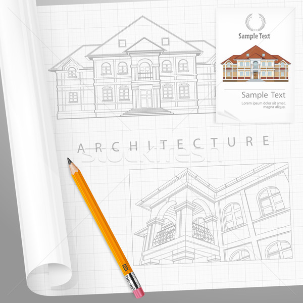 Architectural detailed plan on paper Stock photo © creatOR76