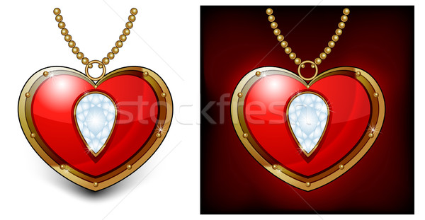 Foto d'archivio: Diamante · cuore · gioielli · rosso · collana