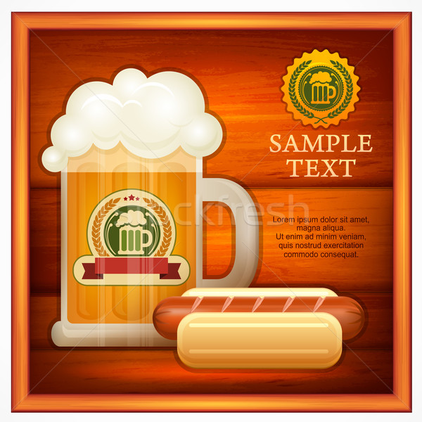 Glass mug of beer & sausage Stock photo © creatOR76