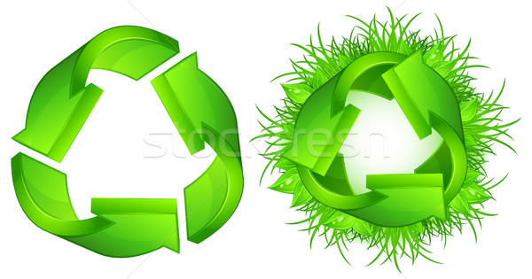 Grünen Recycling Zeichen Symbol isoliert weiß Stock foto © creatOR76