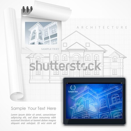 Architectural detailed plan on paper Stock photo © creatOR76