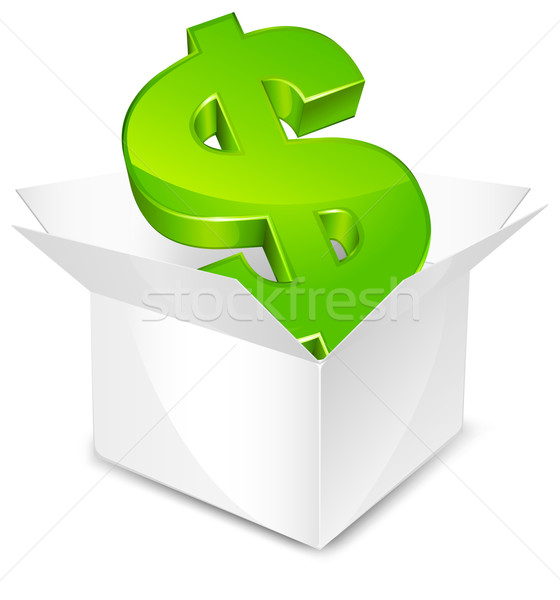Cutie dolar alb verde semnul dolarului izolat Imagine de stoc © creatOR76