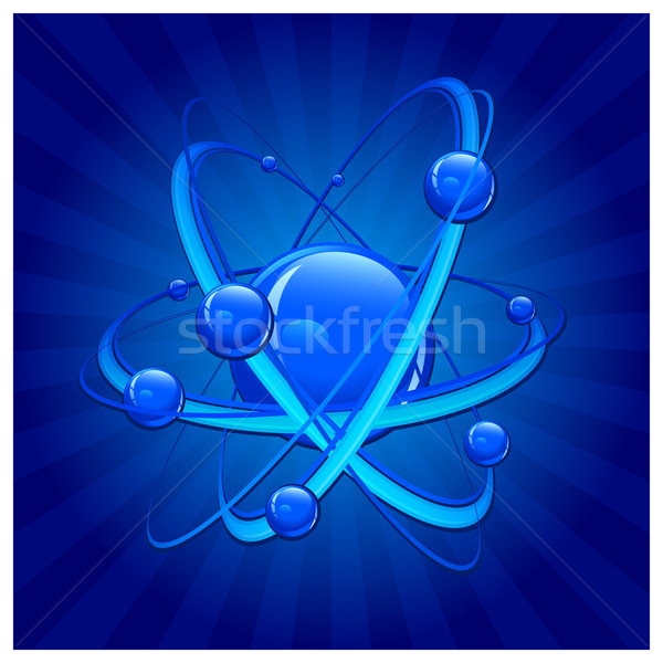 Zdjęcia stock: Atom · niebieski · centralny · jądro · molekularny · tle