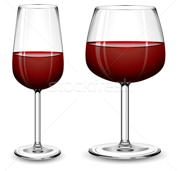 óculos copos de vinho vinho tinto branco vinho restaurante Foto stock © creatOR76