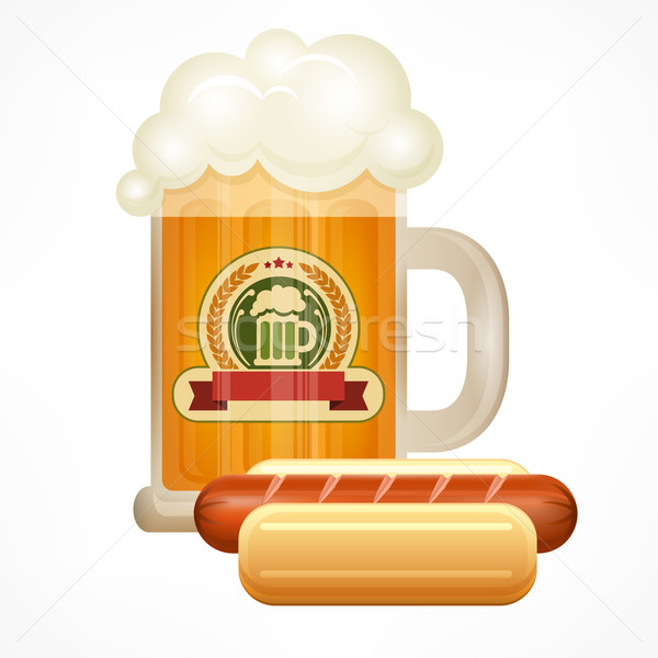 Glass mug of beer & sausage Stock photo © creatOR76