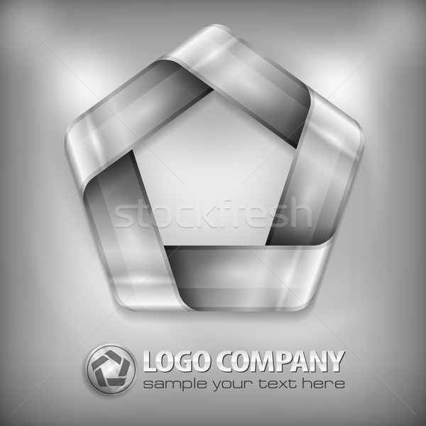 Design Pentagon grau Metall geometrischen Stock foto © creatOR76