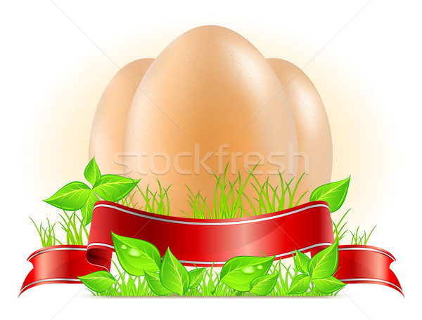 Eggs with ribbon on grass Stock photo © creatOR76