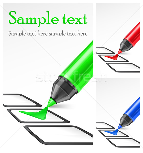 Color markers with check mark & text Stock photo © creatOR76