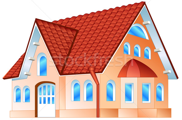 Residencia país casa Windows rojo azulejo Foto stock © creatOR76