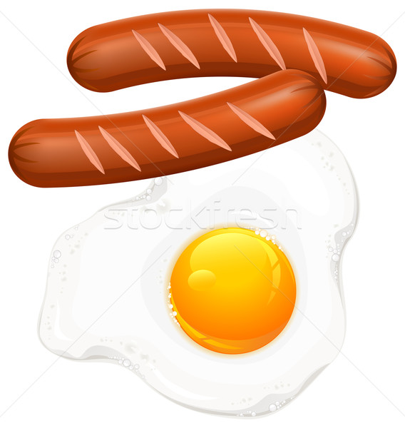 Fried eggs and sausage on white Stock photo © creatOR76