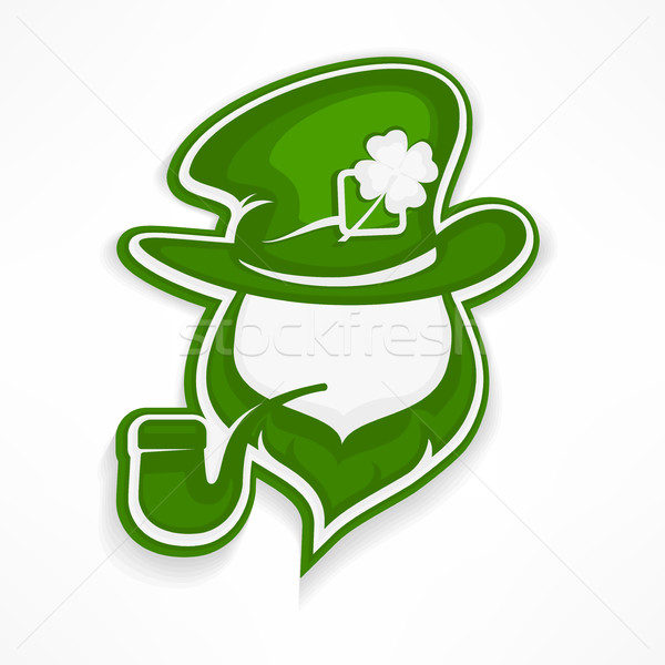 Leprechaun with pipe on white Stock photo © creatOR76