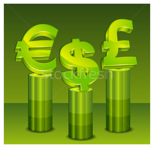 Stock photo: Green money pedestal