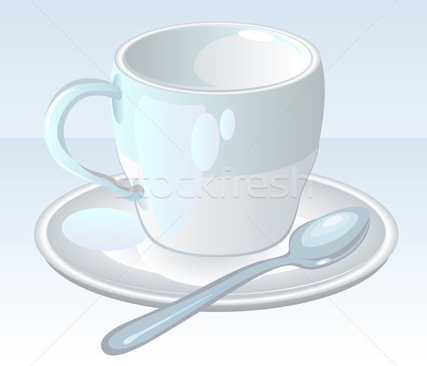 ストックフォト: コーヒー · 白 · カップ · ソーサー · 小 · スプーン