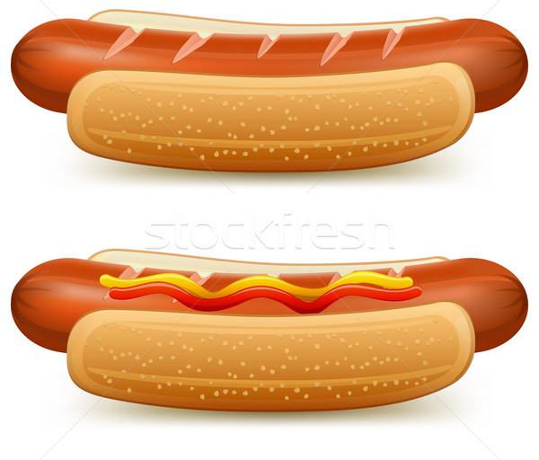 Hotdog ketchup mosterd geïsoleerd witte vlees Stockfoto © creatOR76