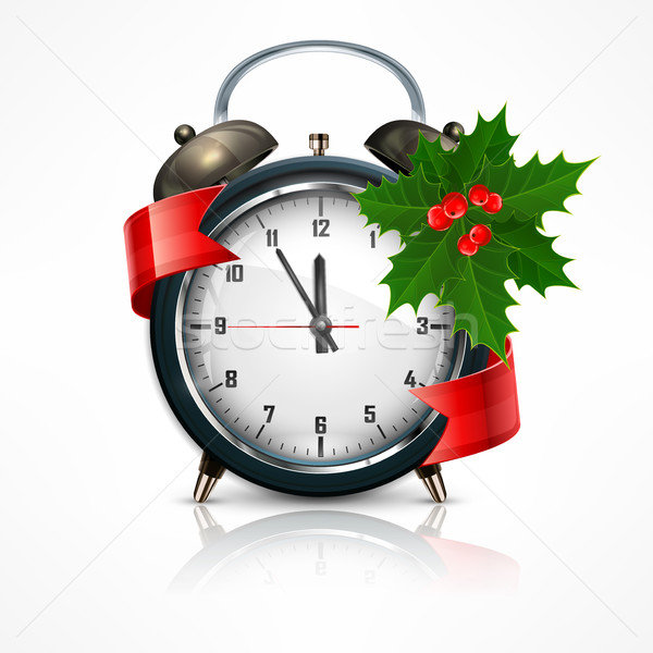 New Year clock on white vector illustration © creatOR76 (#7386561) | Stockfresh