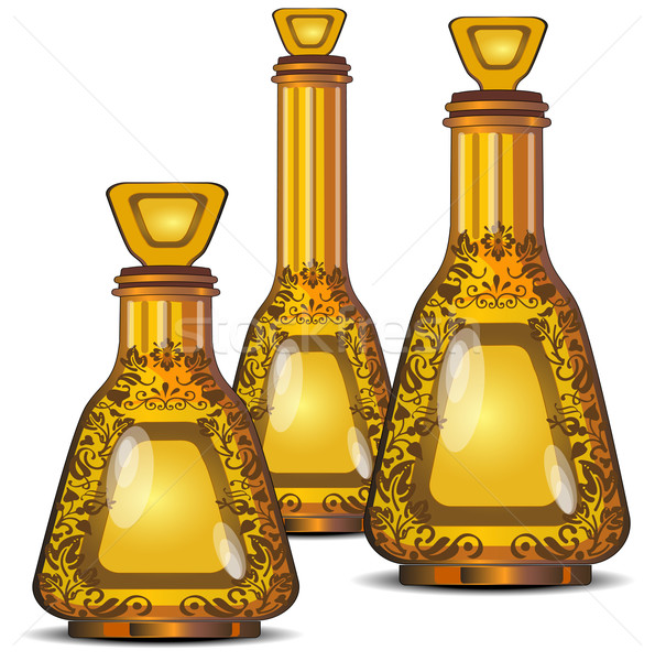 Tre bottiglie decorativo vetro profumeria alimentare Foto d'archivio © creatOR76