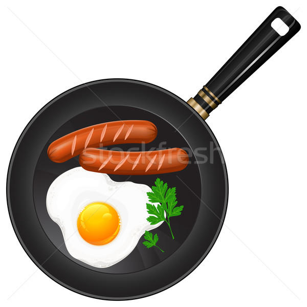 Fried eggs and sausage Stock photo © creatOR76