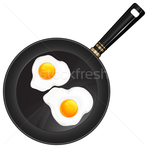 Fried eggs on pan Stock photo © creatOR76