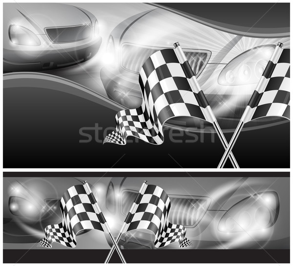 Checkered flags on auto background Stock photo © creatOR76