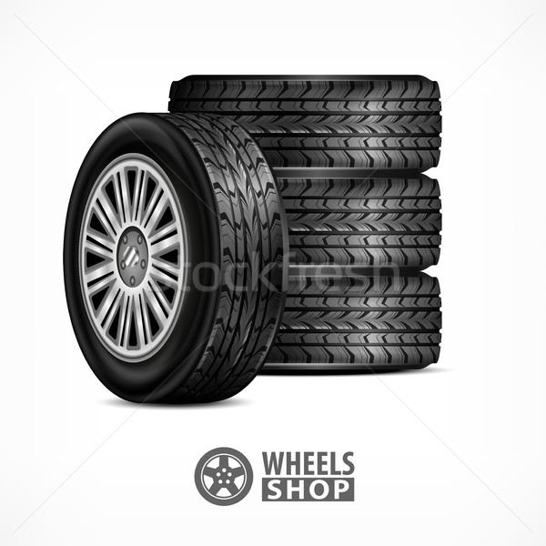 Rubber wheels on white Stock photo © creatOR76