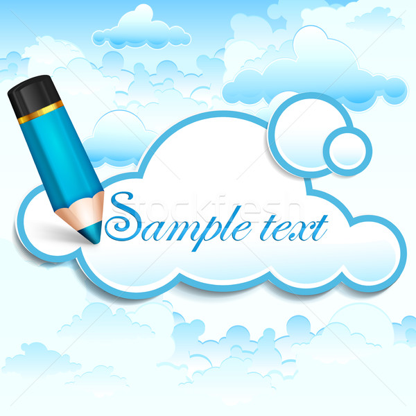 Pencil and cloud speech bubble on blue Stock photo © creatOR76