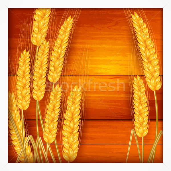 Ears of wheat on wooden Stock photo © creatOR76