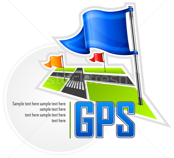 Navegación banderas texto GPS mapa Foto stock © creatOR76