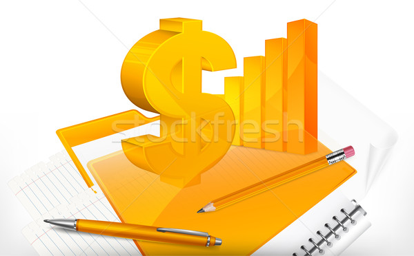 Kırtasiye diyagram dolar simge iş kalem Stok fotoğraf © creatOR76