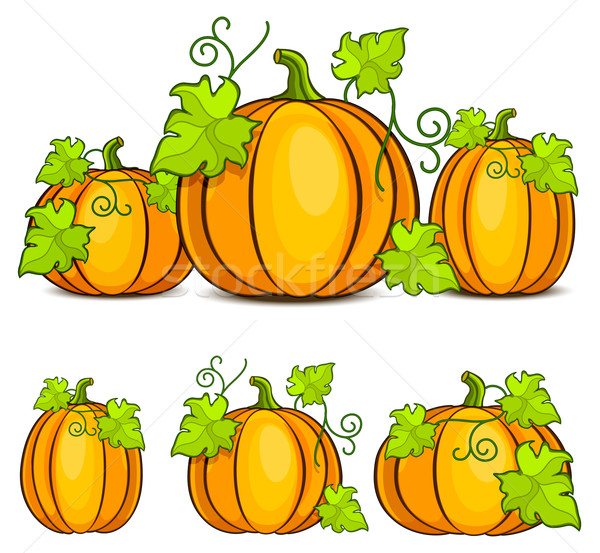 Halloween tökök citromsárga zöld levelek étel levél Stock fotó © creatOR76