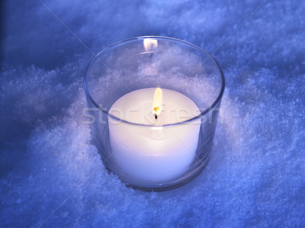 Сток-фото: свечу · снега · хрустящий · ночь · огня · льда