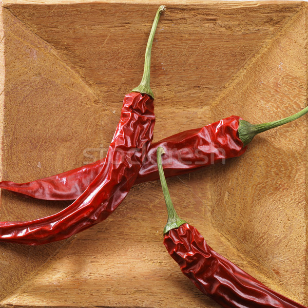Stock photo: red pepper on wood