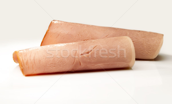 Gerollt Schinken zwei Scheiben weiß Tabelle Stock foto © crisp