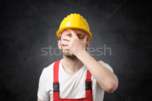 [[stock_photo]]: Désappointé · travailleur · de · la · construction · jaune · homme · construction