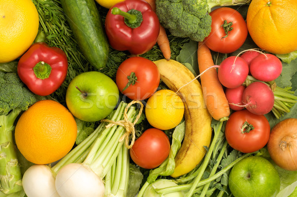 Stock fotó: Csoport · gyümölcsök · zöldségek · egészséges · alma · gyümölcs