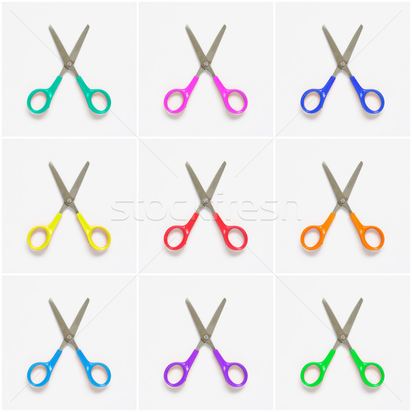 Collage of colorful scissors on white background Stock photo © CsDeli