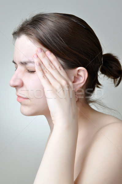 Stok fotoğraf: Baş · ağrısı · genç · kadın · sağlık · stres · kafa · ağrı