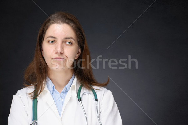 Stok fotoğraf: Sıkılmış · doktor · portre · hayal · kırıklığına · uğramış · kadın · kız