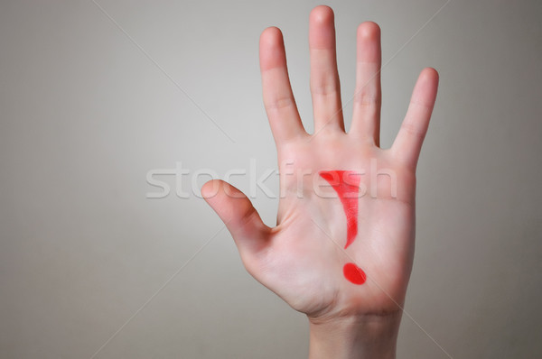Rosso punto esclamativo mano Palm rossetto Foto d'archivio © CsDeli