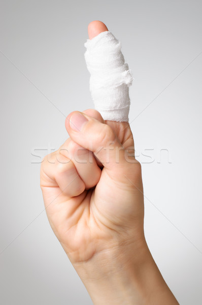 Verletzt Finger Verband schmerzhaft weiß jungen Stock foto © CsDeli