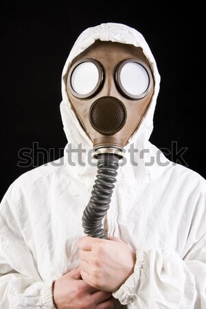 Persoon gasmasker donkere oorlog gas chemie Stockfoto © ctacik