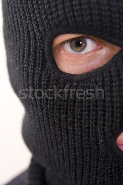Bűnöző gonosz visel katonaság maszk férfi Stock fotó © ctacik
