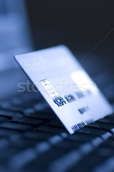 Cartão de crédito computador portátil internet financiar compras cartão Foto stock © ctacik