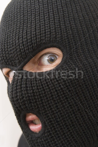 Bűnöző gonosz visel katonaság maszk vicces Stock fotó © ctacik